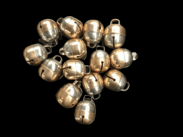 Brass and steel Acorn Bells, hand-made in England.
